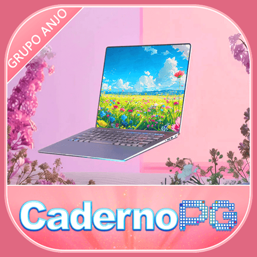 Imagem promocional da CADERNOPG mostrando a plataforma e suas vantagens